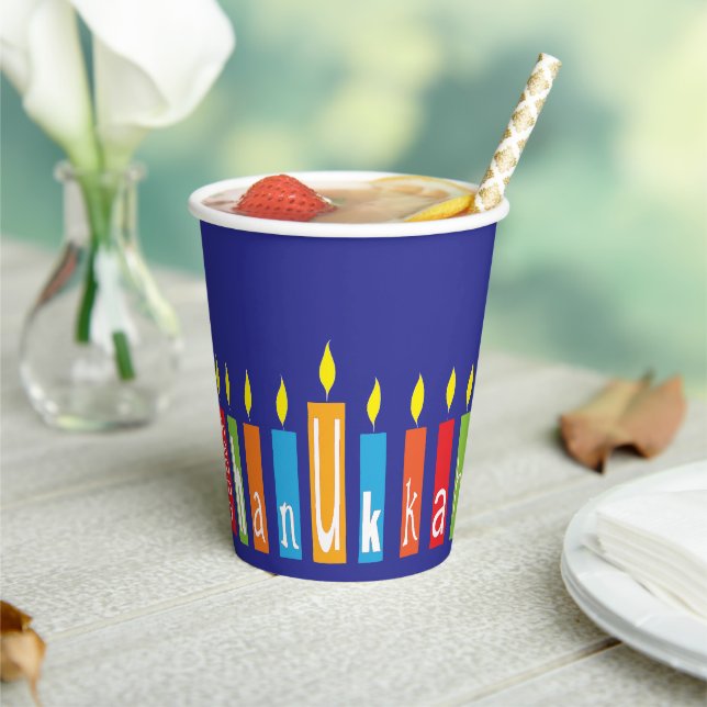 Gobelets En Papier Hanoukka Happy Candles 8 oz. (Insitu)