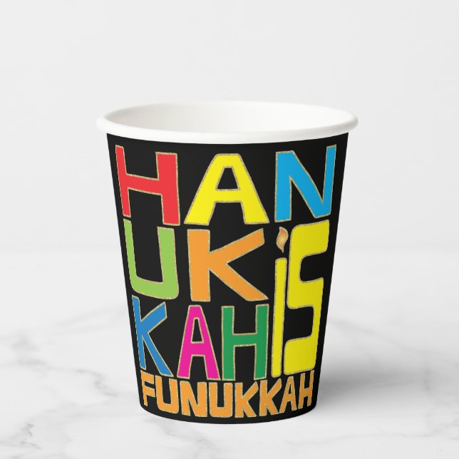 Gobelets En Papier Hanukkah est Funukkah 8 oz. (Recto)