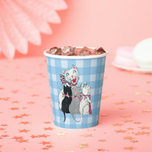 Gobelets En Papier Happy blanc Mère Chat Trois Chatons Plaid
