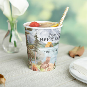 Gobelets En Papier Happy Camper   Camping Coupes de papier d'annivers