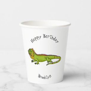 Gobelets En Papier Happy green iguana cartoon