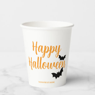 Gobelets En Papier HAPPY HALLOWEEN avec chauves-souris simple