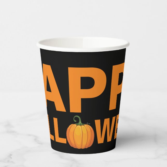 Gobelets En Papier Happy Halloween Design Tasse papier (Gauche)