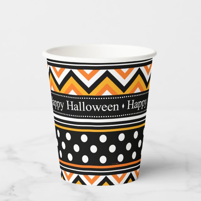 Gobelets En Papier Happy Halloween Motif moderne (Recto)