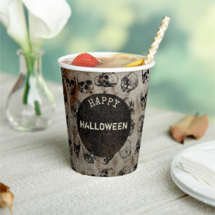 Gobelets En Papier Happy Halloween Party Vintages crânes