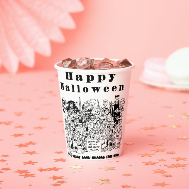 Gobelets En Papier Happy Halloween Trick ou Treat Éffrayant Illustrat (Insitu)