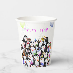 Gobelets En Papier Happy Penguins Coupes papier de la partie - Texte