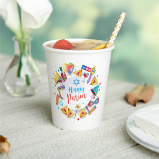 Gobelets En Papier Happy Purim Basket Gifts, Decoration, Ornaments