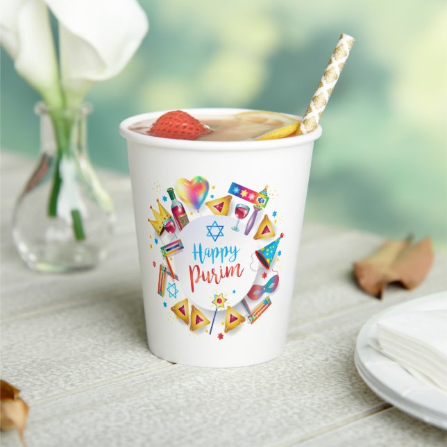 Gobelets En Papier Happy Purim Basket Gifts, Decoration, Ornaments (Insitu)