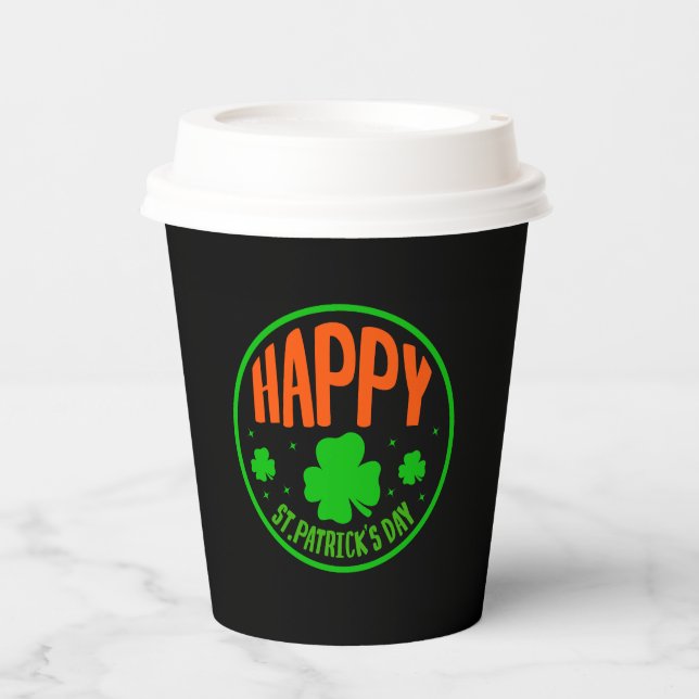 Gobelets En Papier Happy St. Patrick's Day Circle Design-63501 (Recto)