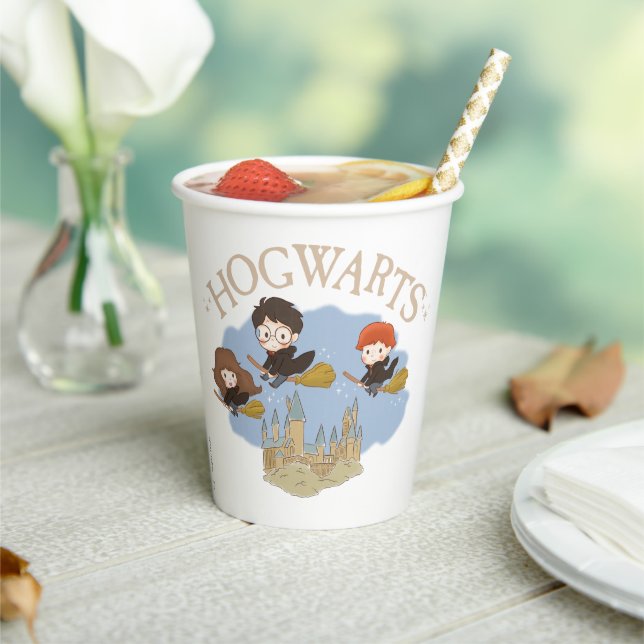 Gobelets En Papier HARRY POTTER™, Hermione & Ron Fly Over HOGWARTS™ (Insitu)