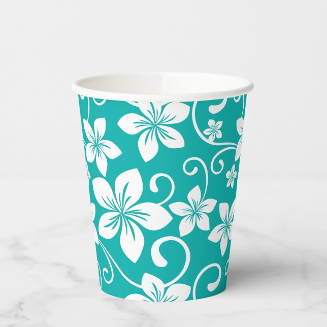 Gobelets En Papier Hawaï BLEU (TURQUOISE) (Gauche)