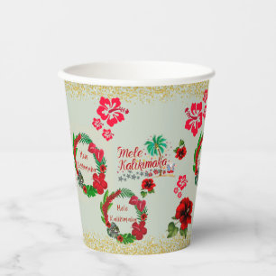 Gobelets En Papier Hawaiian Mele Kalikimaka Papier de couronne Tropic