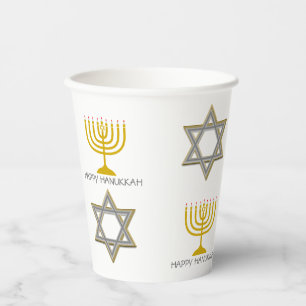 Gobelets En Papier HEUREUSE HANOUKKA Star de David Menorah