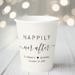 Gobelets En Papier Heureux Jamais après Mariage de crème<br><div class="desc">Chic tasses en papier crème pour votre réception de mariage,  fiançailles,  douches en couple et autres célébrations mariages qui présentent "Happily Ever After" dans une typographie moderne simple et un script élégant avec des swashes,  vos prénoms unis par un coeur et votre date mariage.</div>