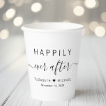 Gobelets En Papier Heureux toujours après Mariage<br><div class="desc">Des tasses en papier chic pour votre réception de mariage, des fiançailles, des dîners de répétition, des douches en couple et d'autres célébrations mariages qui mettent en vedette "Happily Ever After" dans une typographie moderne simple et un script élégant avec des swashes, vos prénoms rejoints par un coeur et votre...</div>