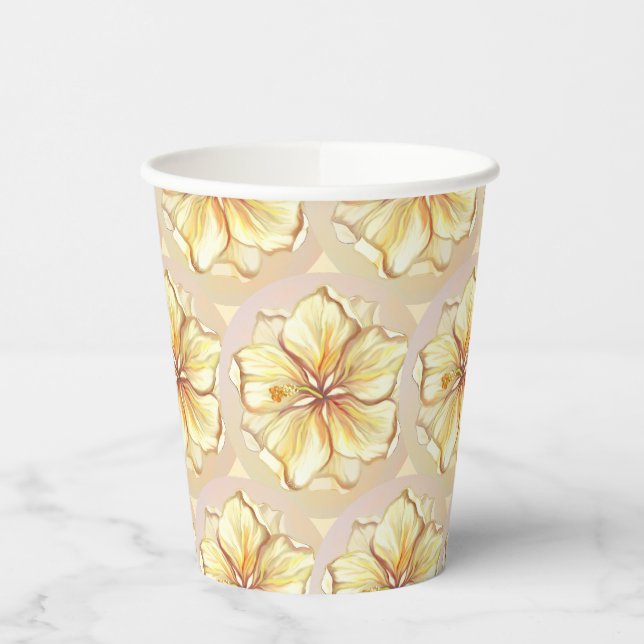 Gobelets En Papier Hibiscus & dentelle JAUNE (Gauche)
