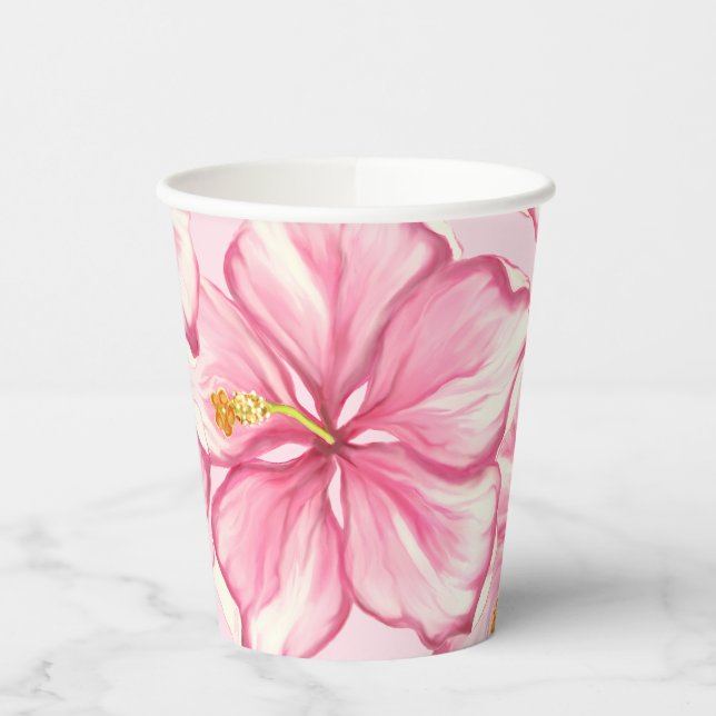 Gobelets En Papier Hibiscus & dentelle PINK (Gauche)