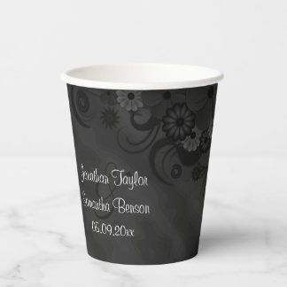 Gobelets En Papier Hibiscus Floral Noir Enregistrer La Date Aimants F