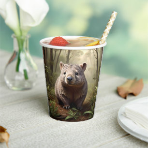 Gobelets En Papier "Hidden in the Bush : An Aussie Wombat in the Wild