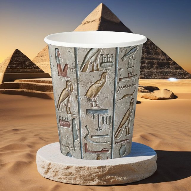 Gobelets En Papier Hiéroglyphe Langue Égypte Ancienne Texte Gravé (Créateur téléchargé)