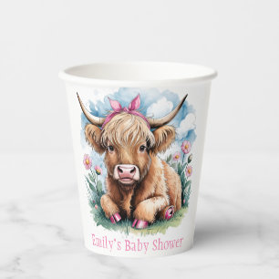 Gobelets En Papier Highland Cow Baby shower Bliss