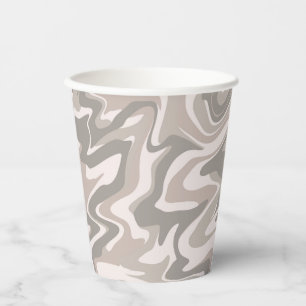 Gobelets En Papier Hippie les années 70 Gris Marbre Liquide Swirl Boh
