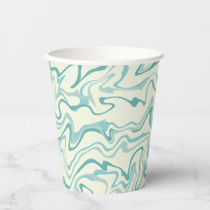 Gobelets En Papier Hippie les années 70 Marbre Bleu Liquide Swirl Boh