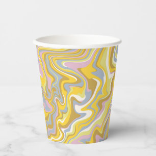 Gobelets En Papier Hippie les années 70 Marbre Vert Liquide Swirl Boh