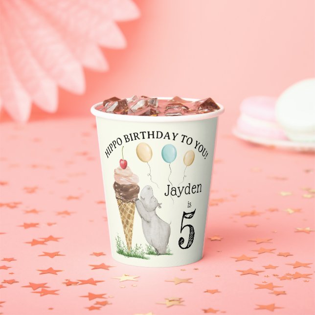 Gobelets En Papier Hippo fête d'anniversaire (Insitu)