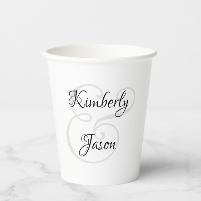 Gobelets En Papier His & Her Script Names, Black & Grey (Recto)