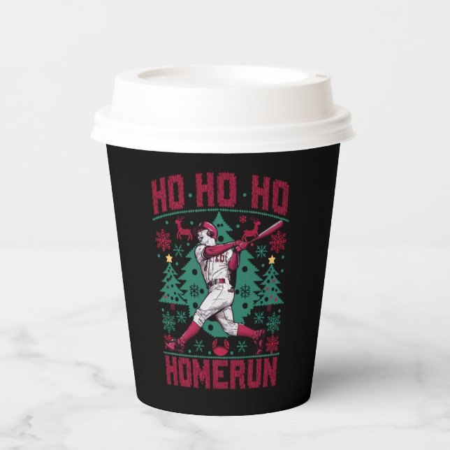 Gobelets En Papier Ho Ho Homerun Baseball Laid Christmas Sweat (Recto)