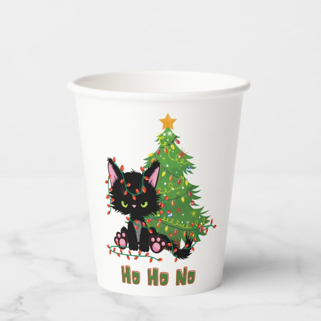 Gobelets En Papier HO NO Christmas Cat (Recto)