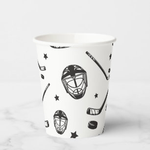 Gobelets En Papier Hockey noir et blanc anniversaire