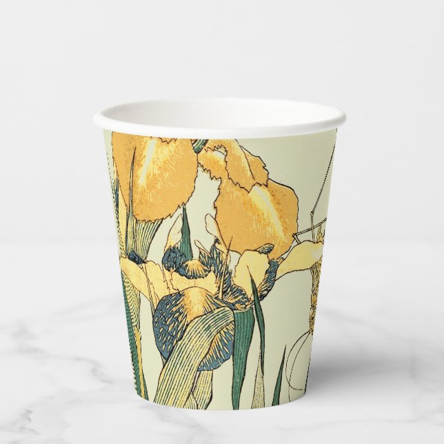 Gobelets En Papier Hokusai grasshopper et iris Japon (Recto)