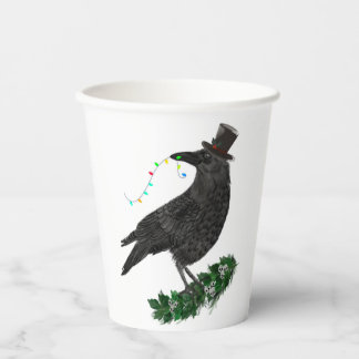 Gobelets En Papier Holiday Crow with Top Hat