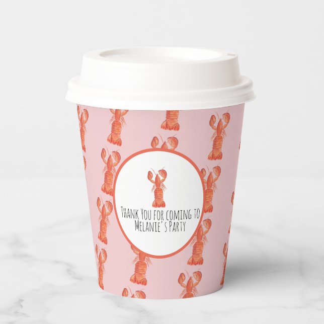 Gobelets En Papier Homard Aquarelle Main Fruits de mer Crabe ébulliti (Recto)