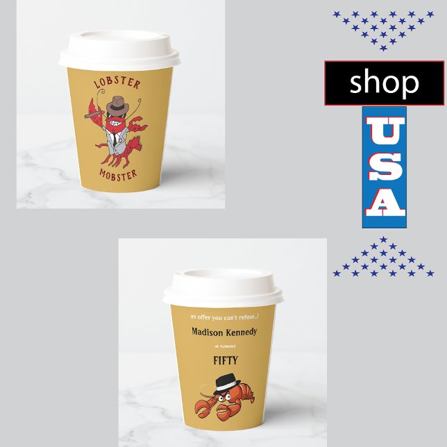 Gobelets En Papier Homard Homard 🦞 Drôle Cartoon Gangster (Créateur téléchargé)