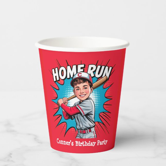 Gobelets En Papier Home Run Boy Baseball Anniversaire Bash (Recto)