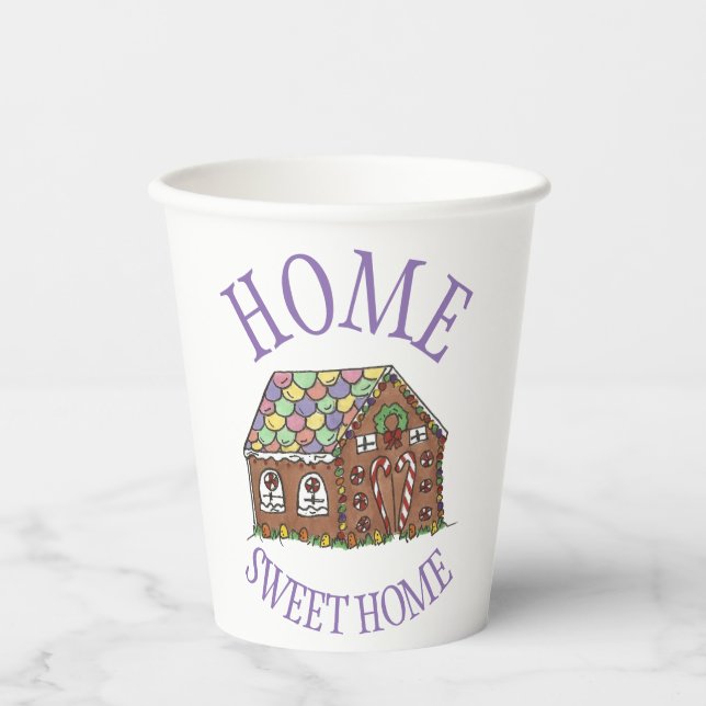 Gobelets En Papier Home Sweet Home Gingerbread Maison Vacances (Recto)