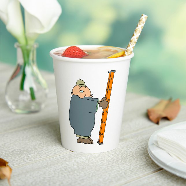 Gobelets En Papier Homme Tenant Une Échelle (Créateur téléchargé)