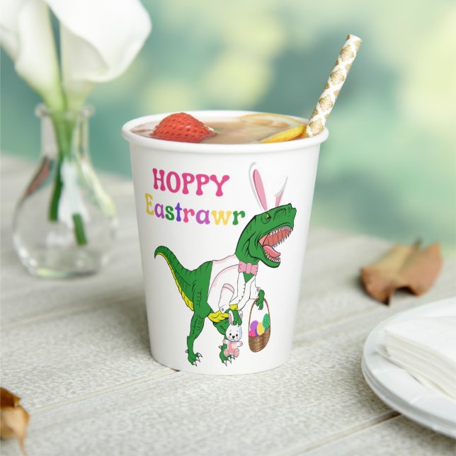 Gobelets En Papier Hoppy Eastrawr Bunny Dinosaur tasse de papier (Insitu)
