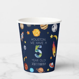 Gobelets En Papier Houston We Have A 5 Year Old Fête d'anniversaire 5