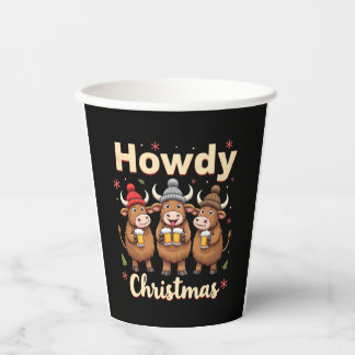 Gobelets En Papier Howdy Christmas Funny Highland Cow Xmas Cows Lover