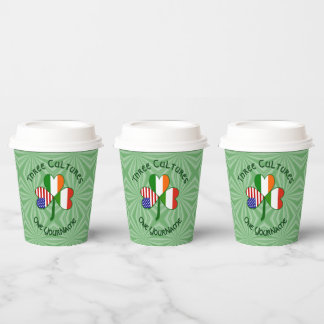 Gobelets En Papier Hungarian Irish USA Shamrock Personalized Text
