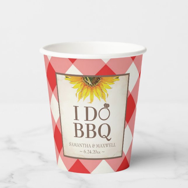 Gobelets En Papier I Do BBQ Sunflower Party Table  (Recto)