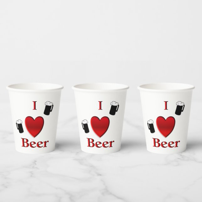 Gobelets En Papier I Heart Beer Design (Multi)