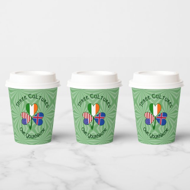 Gobelets En Papier Icelandic Irish American Shamrock Personalize Text (Multi)