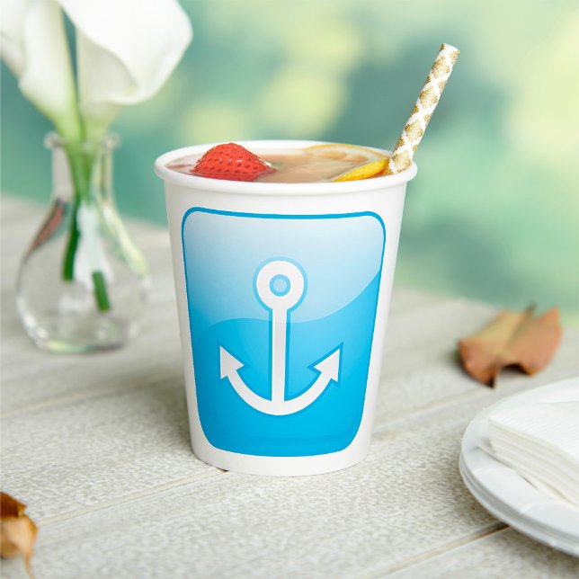Gobelets En Papier Icône Ancre bleue marine moderne (Créateur téléchargé)