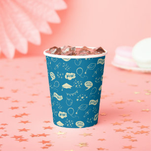 Gobelets En Papier Icône de gribouillis Motif bleu